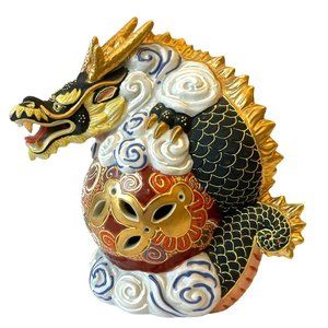 Majestic Gold and Black Dragon Sculpture